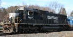 NS 2507 leads a work train into the yard